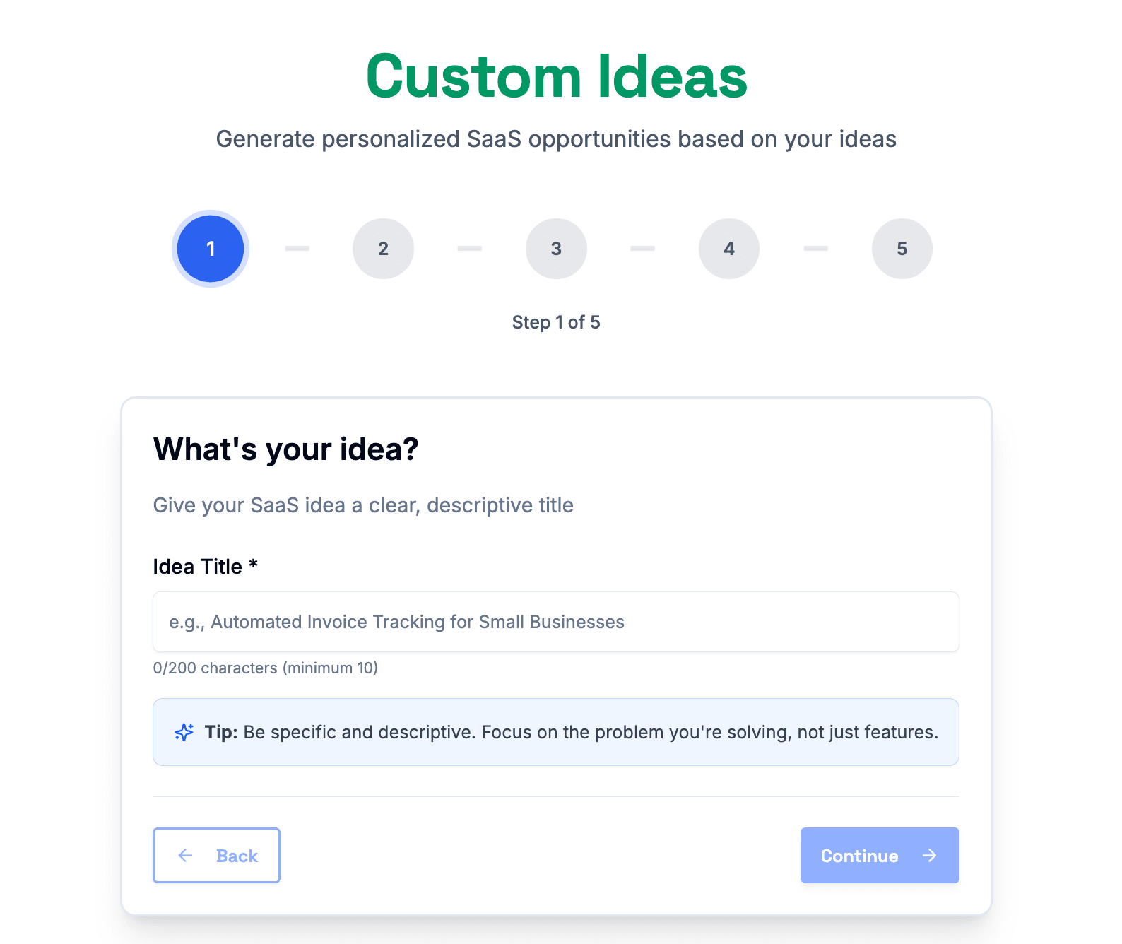 Custom Ideas Feature